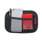 Bolsa de red adhesiva para guardar el teléfono móvil en el coche, de piel de microfibra, H008 Black Large