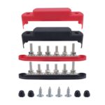 Cubierta impermeable y a prueba de polvo para barra colectora de 6 postes con base de nailon M8 para yates y vehículos recreativos, Red+Black 1pair