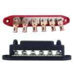 Cubierta impermeable y a prueba de polvo para barra colectora de 6 postes con base de nailon M8 para yates y vehículos recreativos, Red+Black 1pair - Imagen 2