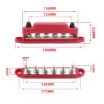 Cubierta impermeable y a prueba de polvo para barra colectora de 6 postes con base de nailon M8 para yates y vehículos recreativos, Red+Black 1pair - Imagen 3