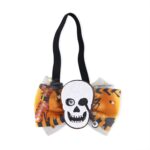 Collar de cuerda elástica ajustable con pajarita decorativa de dibujos animados para mascotas de Halloween, Skeleton
