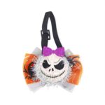 Collar de cuerda elástica ajustable con pajarita decorativa de dibujos animados para mascotas de Halloween, Bow Evil