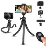 Trípode de silicona para cámara con forma de pez pulpo, soporte plegable de escritorio, With Bluetooth Controller+Adapter+Phone Clip+Storage Bag+Screws - Imagen 2