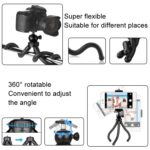 Trípode de silicona para cámara con forma de pez pulpo, soporte plegable de escritorio, With Bluetooth Controller+Adapter+Phone Clip+Storage Bag+Screws - Imagen 7