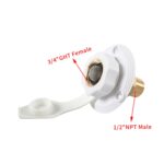 Válvula de retención de entrada de agua de latón para yate, RV con adaptador, White With Adapter - Imagen 4
