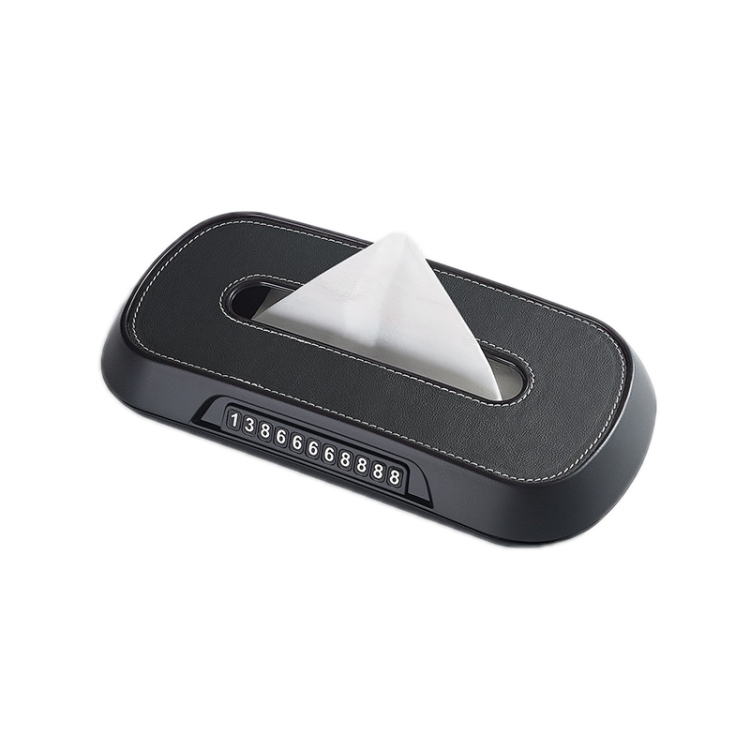 TBD0605280401.jpg Caja de pañuelos para colgar en el respaldo del asiento del techo corredizo del parasol del automóvil, Leather Black - Imagen 1