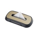 Caja de pañuelos para colgar en el respaldo del asiento del techo corredizo del parasol del automóvil, Leather Beige