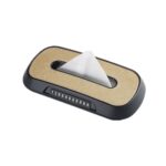 Caja de pañuelos para colgar en el respaldo del asiento del techo corredizo del parasol del automóvil, Suede Beige