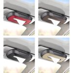 Caja de pañuelos para colgar en el respaldo del asiento del techo corredizo del parasol del automóvil, Suede Beige - Imagen 2