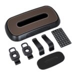 Caja de pañuelos para colgar en el respaldo del asiento del techo corredizo del parasol del automóvil, Suede Beige - Imagen 3