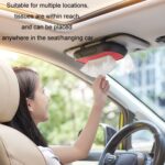 Caja de pañuelos para colgar en el respaldo del asiento del techo corredizo del parasol del automóvil, Suede Beige - Imagen 12