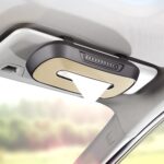 Caja de pañuelos para colgar en el respaldo del asiento del techo corredizo del parasol del automóvil, Suede Beige - Imagen 13