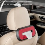 Caja de pañuelos para colgar en el respaldo del asiento del techo corredizo del parasol del automóvil, Suede Beige - Imagen 8