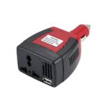 Inversor de coche de 75 W, convertidor de voltaje, cargador con puerto USB, 12 To 110V 0.5A Black