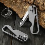 Minicuchillo plegable portátil multifuncional de titanio para defensa al aire libre, With Steel Ring, With 1 Titanium Ring, With 2 Titanium Ring - Imagen 2