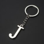 Llavero con alfabeto chapado tridimensional de doble cara, J