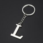 Llavero con alfabeto chapado tridimensional de doble cara, L