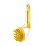 Cepillo de baño para mascotas con mango largo de silicona para perros y gatos, cepillo de masaje para limpieza, peine de aseo, Coarse Teeth Yellow