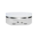 Mesa de exhibición con placa giratoria de 360 ​​grados y control de velocidad eléctrico con luz colorida inteligente, White Plug-in