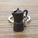 Mini llavero de metal con utensilios de café y colgante decorativo, Moka Pot Black