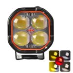 Foco LED para motocicleta con luz roja Devil Eye, luz alta y baja, faro externo