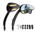 Espejo retrovisor LED para motocicleta FLYQUICK con luz, Black