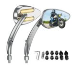 Espejo retrovisor LED para motocicleta FLYQUICK con luz, Electroplating
