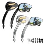 Espejo retrovisor LED para motocicleta FLYQUICK con luz, Electroplating - Imagen 2