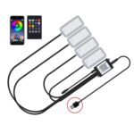 Luz LED de ambiente con ritmo musical para coche con control por voz y ocho colores, 5V USB APP + Remote Control