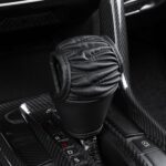 Funda de cuero universal para palanca de cambios de coche, transpirable, T Type Black