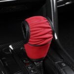Funda de cuero universal para palanca de cambios de coche, transpirable, T Type Red With Black Line