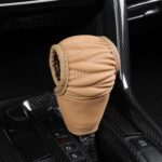 Funda de cuero universal para palanca de cambios de coche, transpirable, T Type Yellow