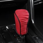 Funda de cuero universal para palanca de cambios de coche, transpirable, Manual Gear Red With Black Line