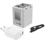 Cargador de batería de doble vía con pantalla a color para DJI Mini 4 Pro / Mini 3 Pro / Mini 3 YX, With 65W EU Plug