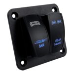 Interruptor combinado con panel grabado con láser y luz azul para coche y barco, 2-digit Panel