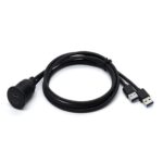 Cable de extensión de panel modificado para automóvil, impermeable, con conector hembra tipo C 3.0 dual a USB A macho, 1m