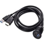 Cable de extensión USB 3.0 + HDMI de 2 m para tablero de instrumentos de motocicleta y barco, resistente al agua, 2m USB3.0+HDMI