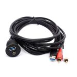 Cable USB 3.0 + 2 RCA impermeable para panel de instrumentos de motocicleta y barco, 2m