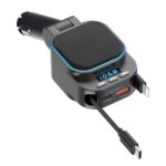 Cargador de coche con cable retráctil doble Reproductor MP3 Bluetooth para automóvil, BC97