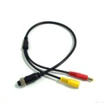 Cable conector adaptador de cámara para coche de 50 cm, 4 Pin Aviation Female To RCA Female DC Male