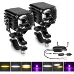 40W Motorcycle Wired Switch Integrated Waterproof Demon Eye Spotlight, Purple Light - Imagen 2