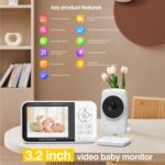 3.2 inch LCD Wireless Video Baby Monitor 2 Way Audio Talk Night Vision Surveillance Security Camera, UK Plug - Imagen 2