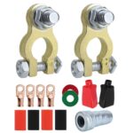 M10 RV Yacht Battery Zinc Alloy Battery Terminal Wiring Clip, Set 2 With Brush