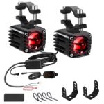 Foco con ojo de demonio integrado e impermeable con interruptor cableado para motocicleta de 40 W, Red Light