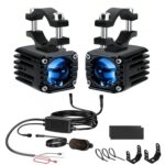 40W Motorcycle Wired Switch Integrated Waterproof Demon Eye Spotlight, Blue Light