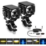 40W Motorcycle Wired Switch Integrated Waterproof Demon Eye Spotlight, Blue Light - Imagen 2