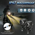 40W Motorcycle Wired Switch Integrated Waterproof Demon Eye Spotlight, Blue Light - Imagen 13