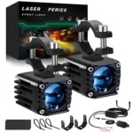 40W Motorcycle Wired Switch Integrated Waterproof Demon Eye Spotlight, Blue Light - Imagen 15