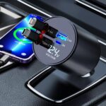 100W Metal Car Retractable Cable Cigarette Lighter Charger, TYPE-C+TYPE-C (PD+QC) - Imagen 10