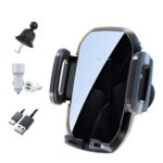 15W Wireless Induction Snap-on Charging Car Air Outlet Phone Holder, White + Car Charger Head